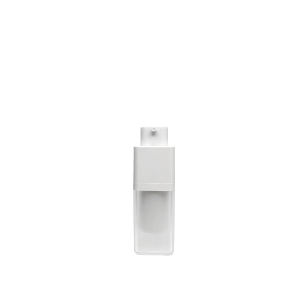 0.5 oz (15 ml) White Frosted Rectangular Twist Airless Lotion Pump