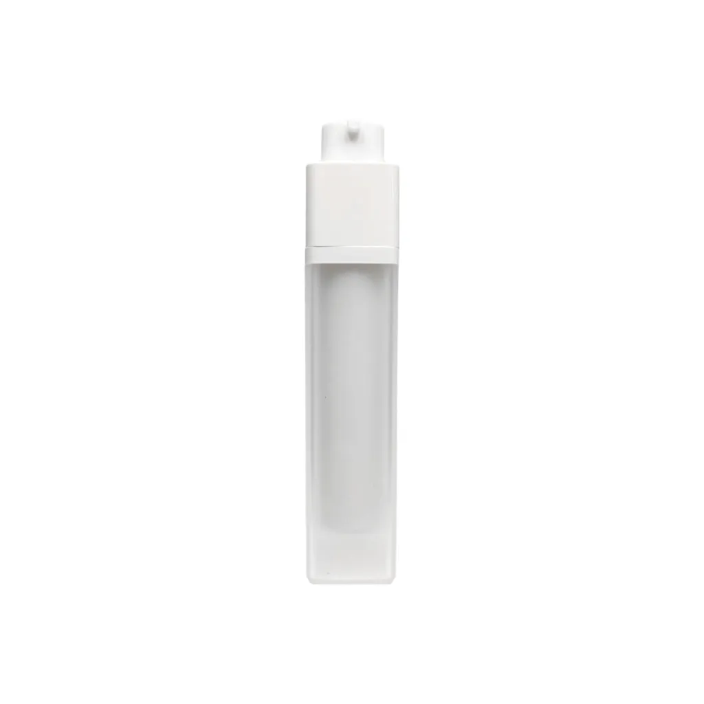 1.7 oz (50 ml) White Frosted Rectangular Twist Airless Lotion Pump