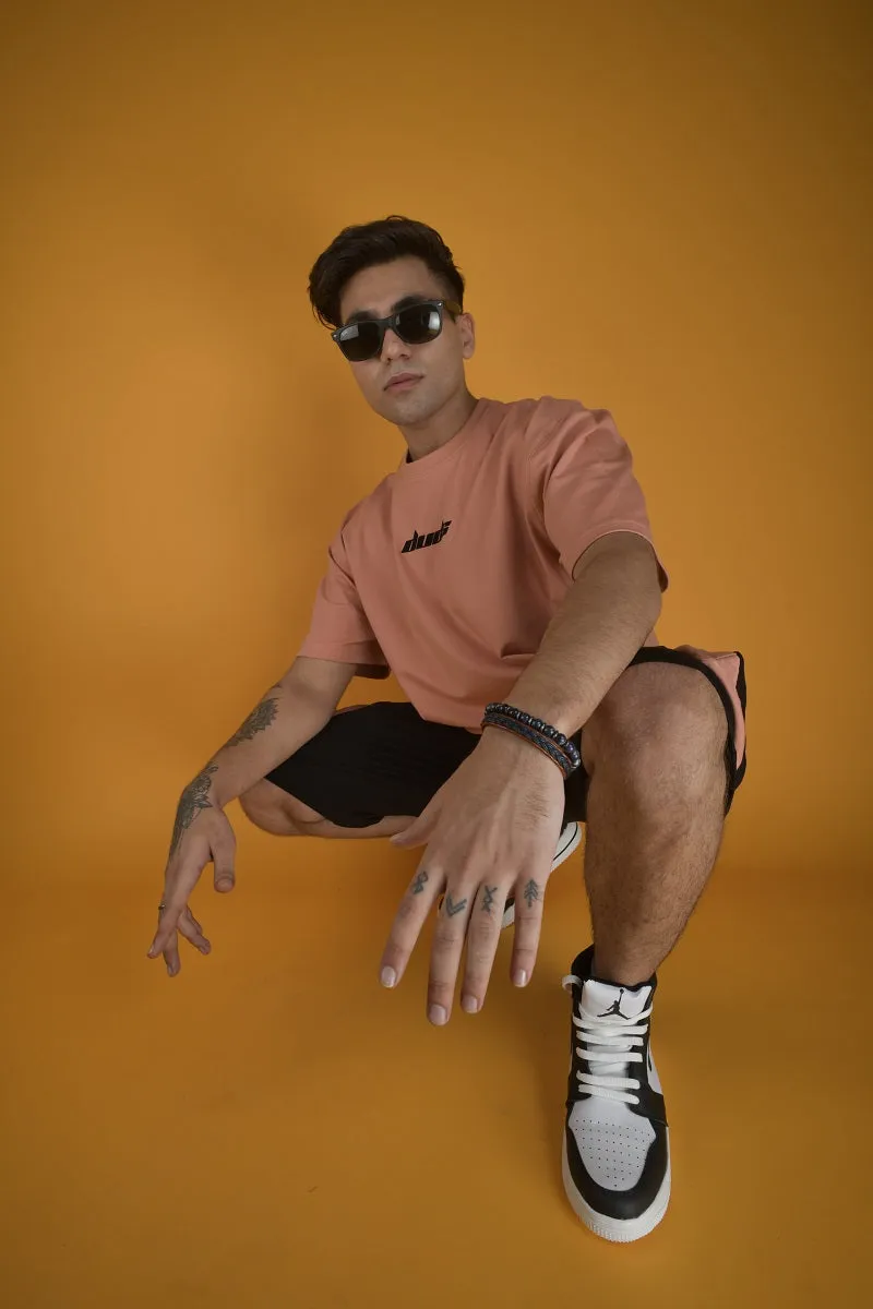 ABSTRACT FACE OVER-SIZED T-SHIRT (PEACH)