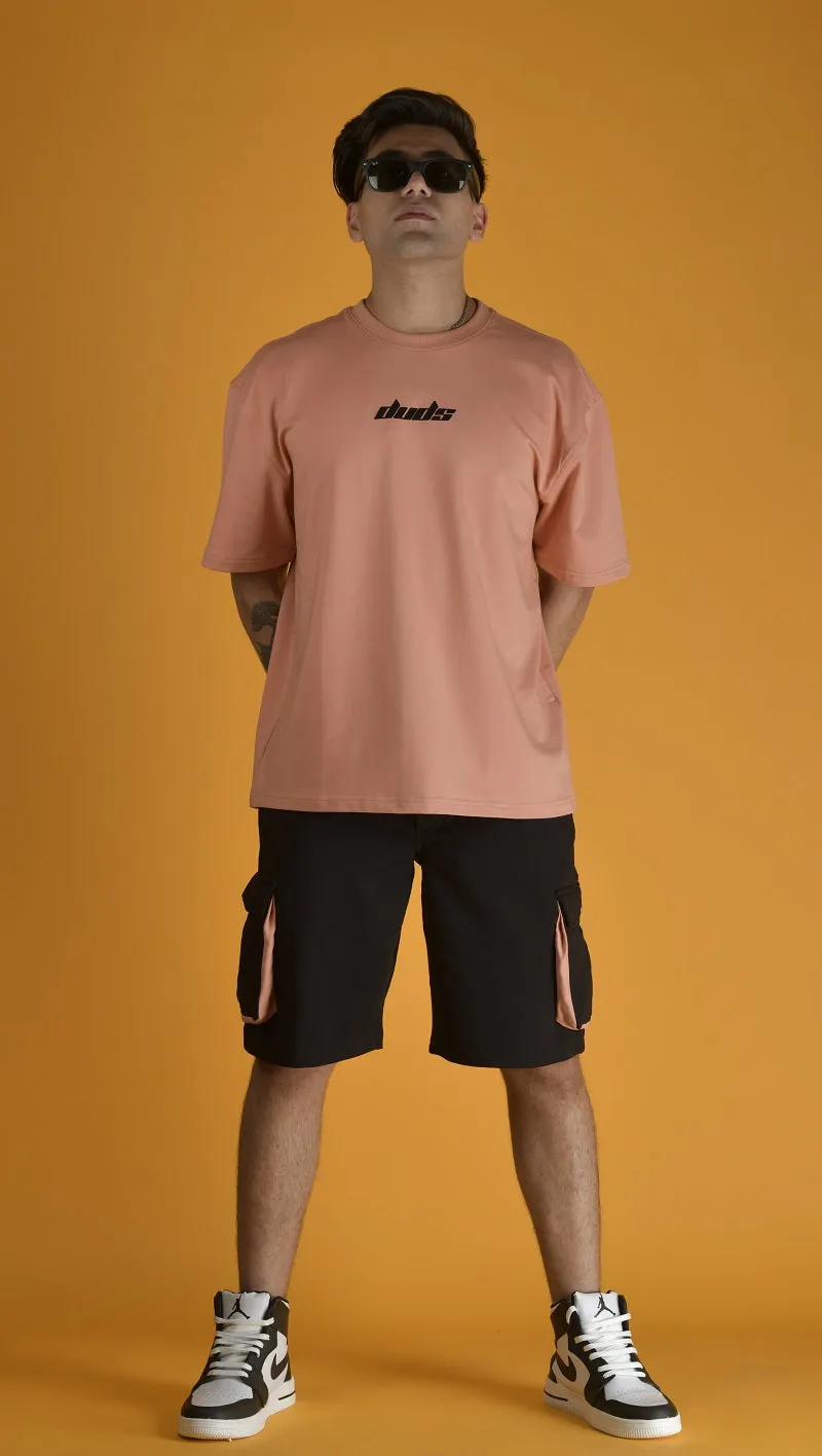 ABSTRACT FACE OVER-SIZED T-SHIRT (PEACH)