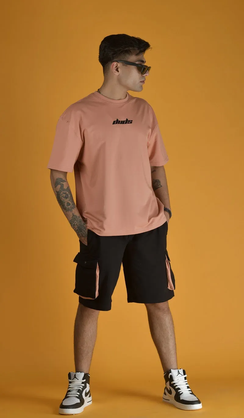ABSTRACT FACE OVER-SIZED T-SHIRT (PEACH)