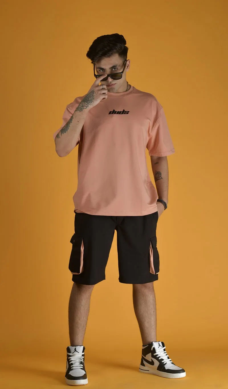 ABSTRACT FACE OVER-SIZED T-SHIRT (PEACH)