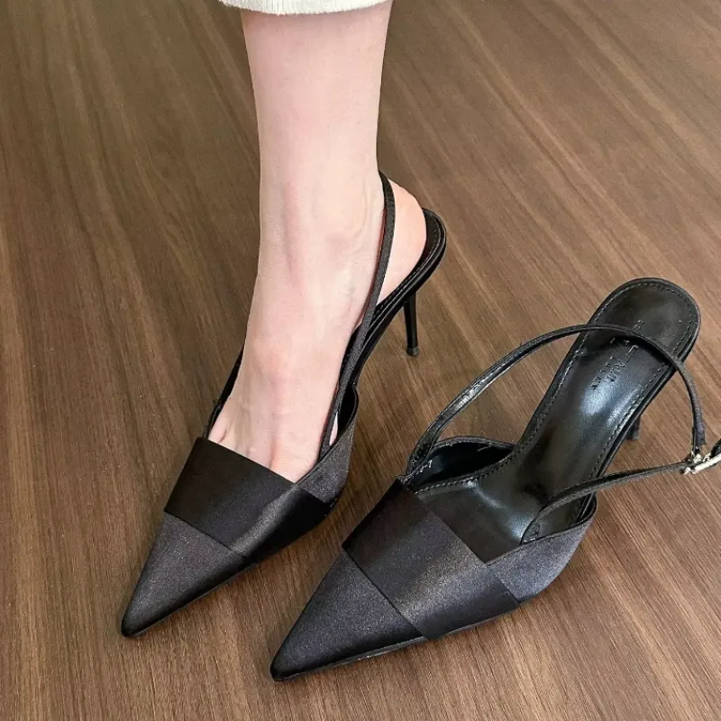 Aiertu Spring Slingback Sandals Low Heel Pumps Shoes Women Elegant Kitten Heel Mules Pointed Toe Wedding Party Shoes zapatos mujer
