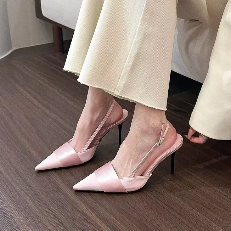 Aiertu Spring Slingback Sandals Low Heel Pumps Shoes Women Elegant Kitten Heel Mules Pointed Toe Wedding Party Shoes zapatos mujer