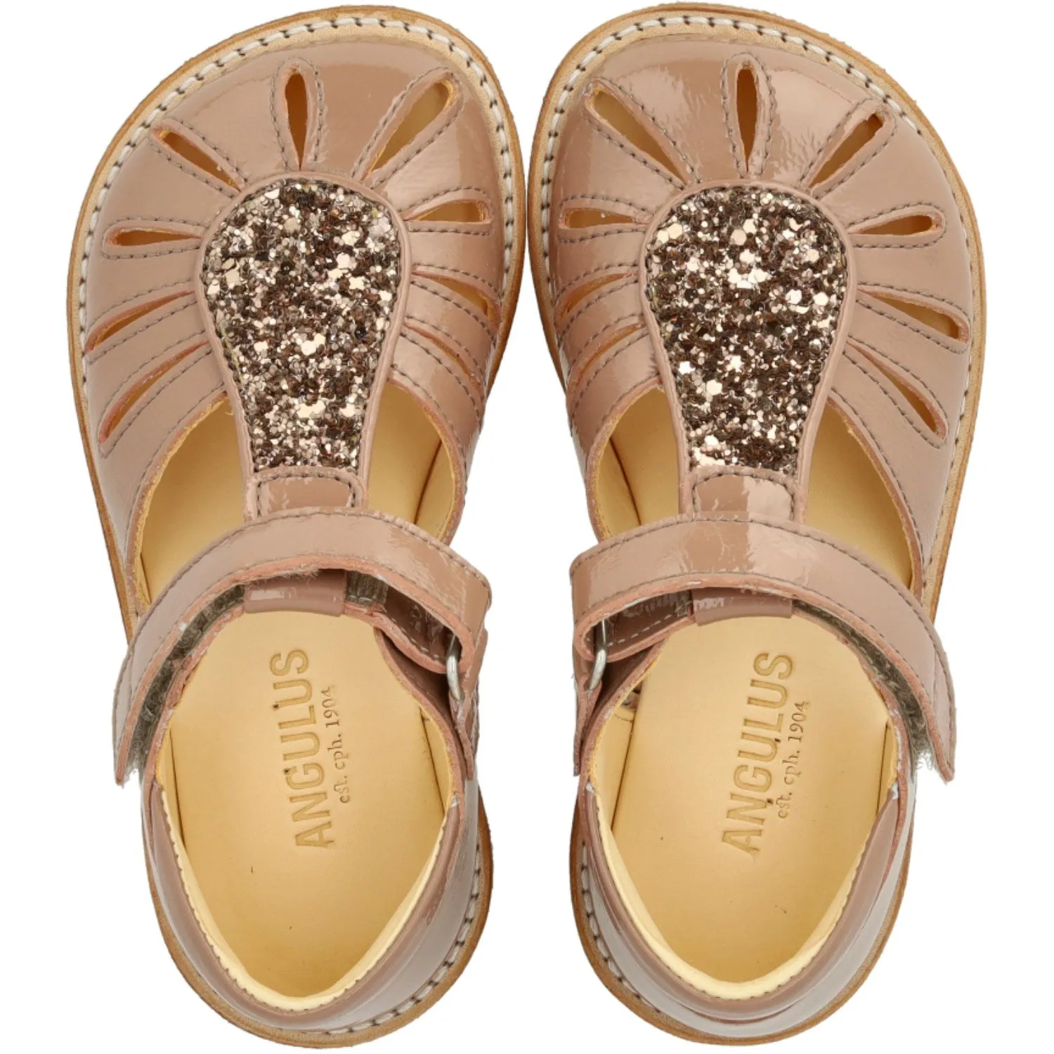 Angulus Clay/Clay Glitter Sandal with Drop Detail in Sparkling Glitter