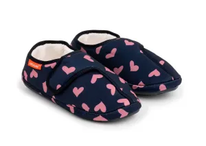 ARCHLINE Orthotic Plus Slippers Closed Scuffs Pain Relief Moccasins - Navy Hearts - EU 41