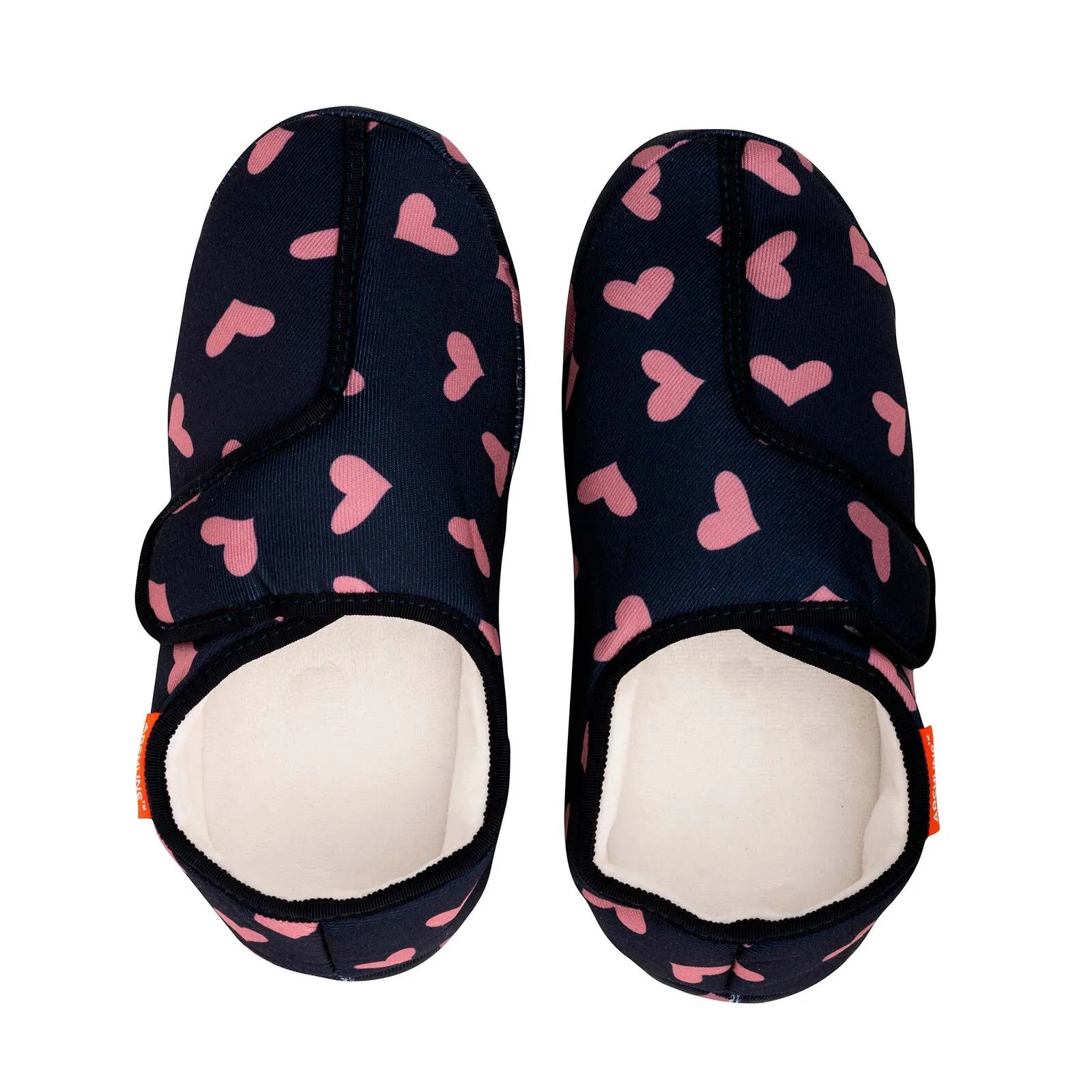 ARCHLINE Orthotic Plus Slippers Closed Scuffs Pain Relief Moccasins - Navy Hearts - EU 41