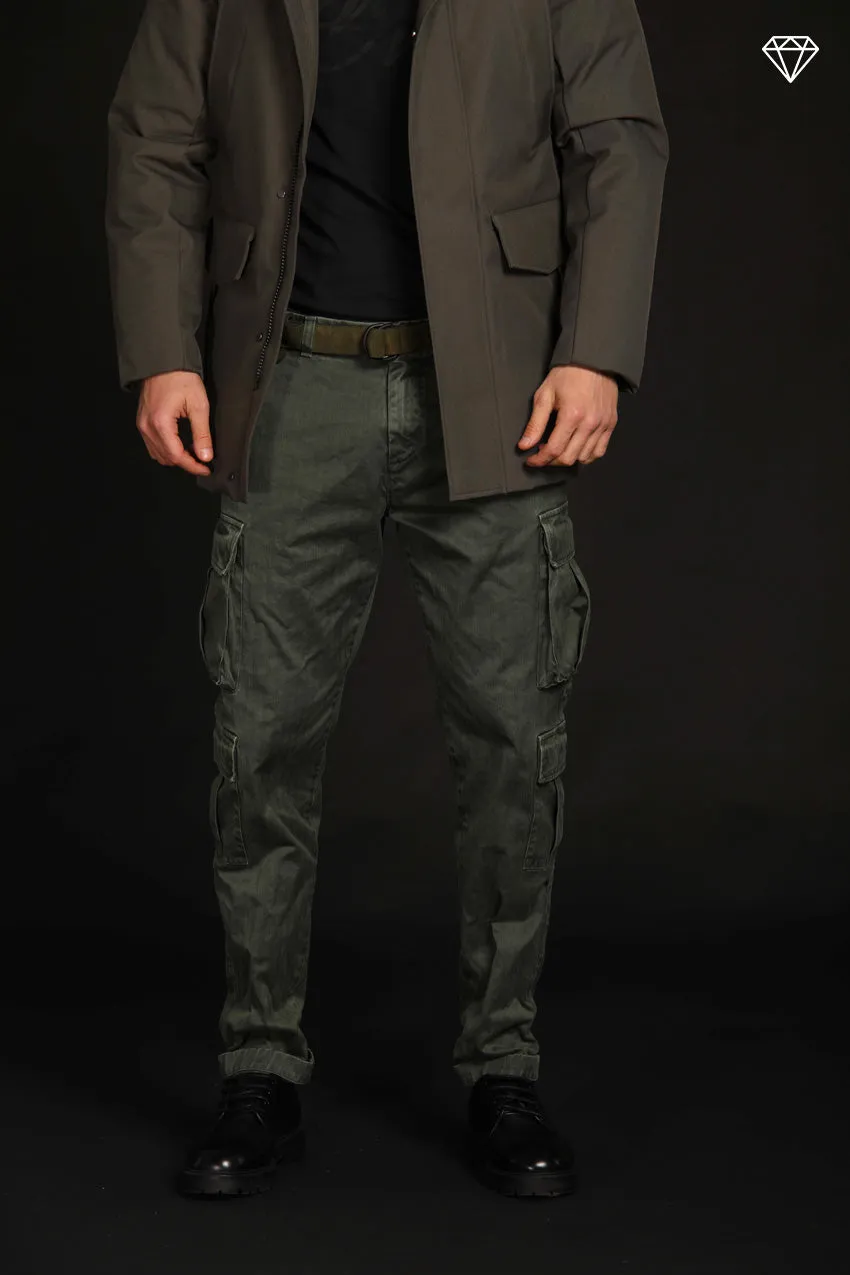 Bahamas pantalone cargo uomo in cotone con microfantasia resca Logo Limited Edition relaxed fit ①