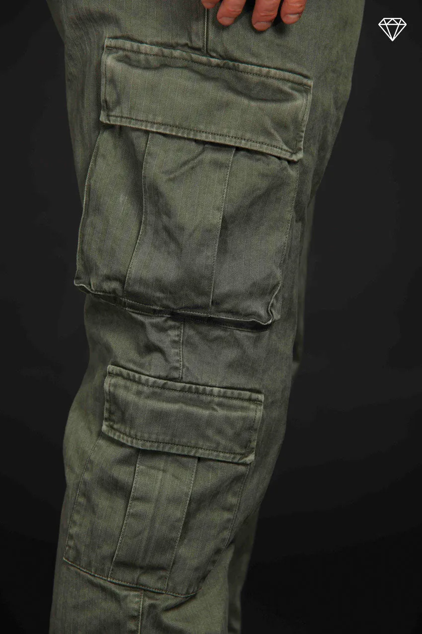 Bahamas pantalone cargo uomo in cotone con microfantasia resca Logo Limited Edition relaxed fit ①