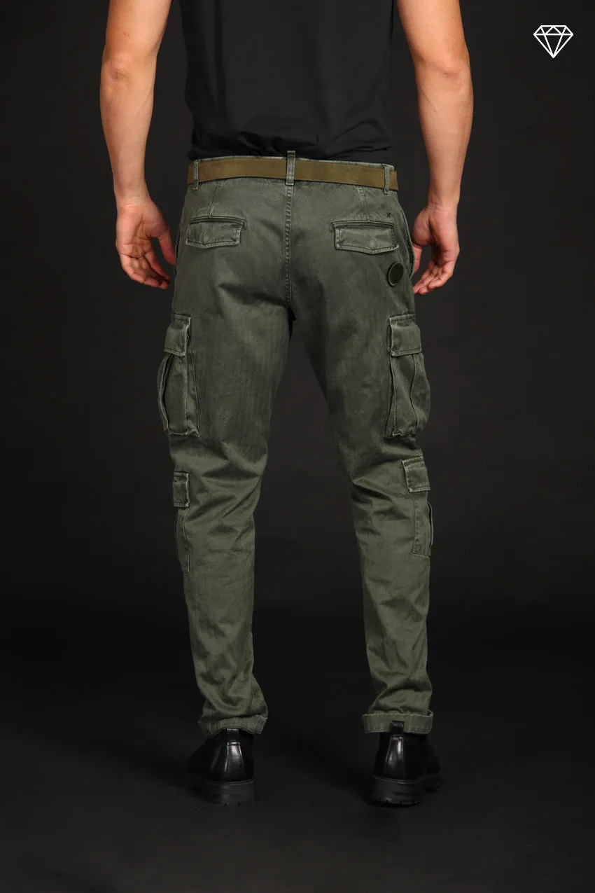 Bahamas pantalone cargo uomo in cotone con microfantasia resca Logo Limited Edition relaxed fit ①