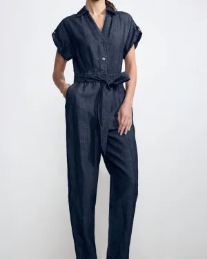 Banks Short Sleeve Jumpsuit In Indigo | Indigo