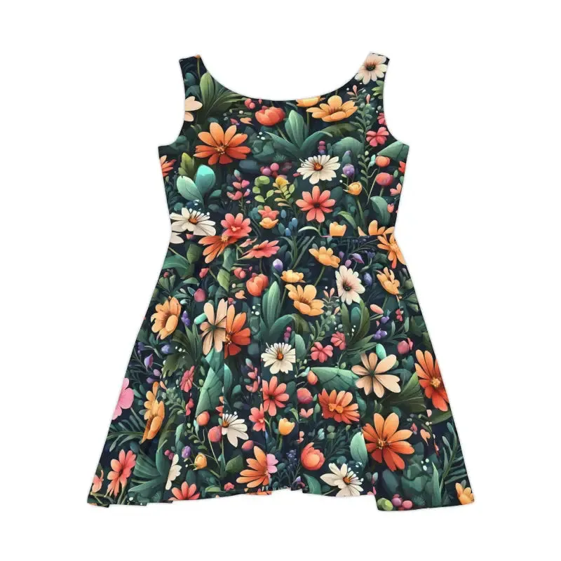 Bold Womens Skater Dress with Large Flowers