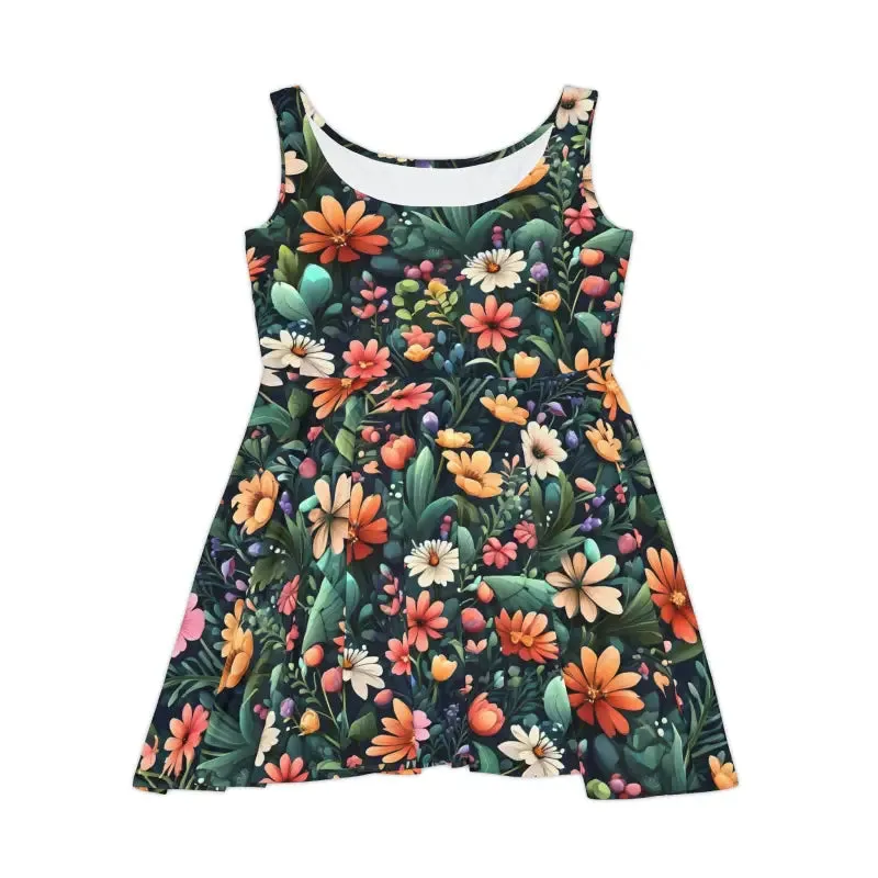 Bold Womens Skater Dress with Large Flowers