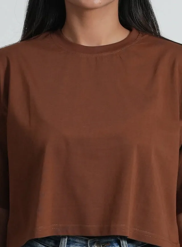 Brown Snow Mercerised Cotton T-shirt