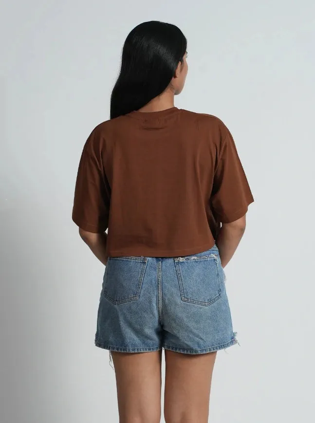 Brown Snow Mercerised Cotton T-shirt