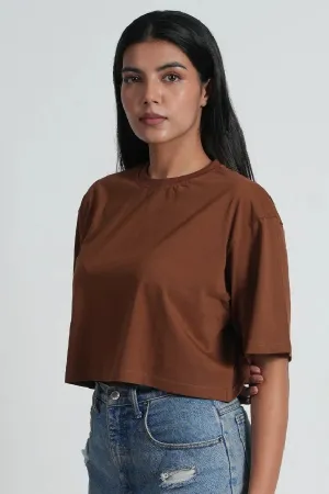 Brown Snow Mercerised Cotton T-shirt