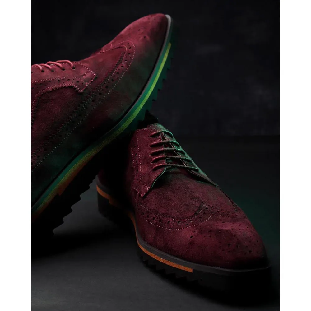 Burgundy Suede Derby Extralight Brogues
