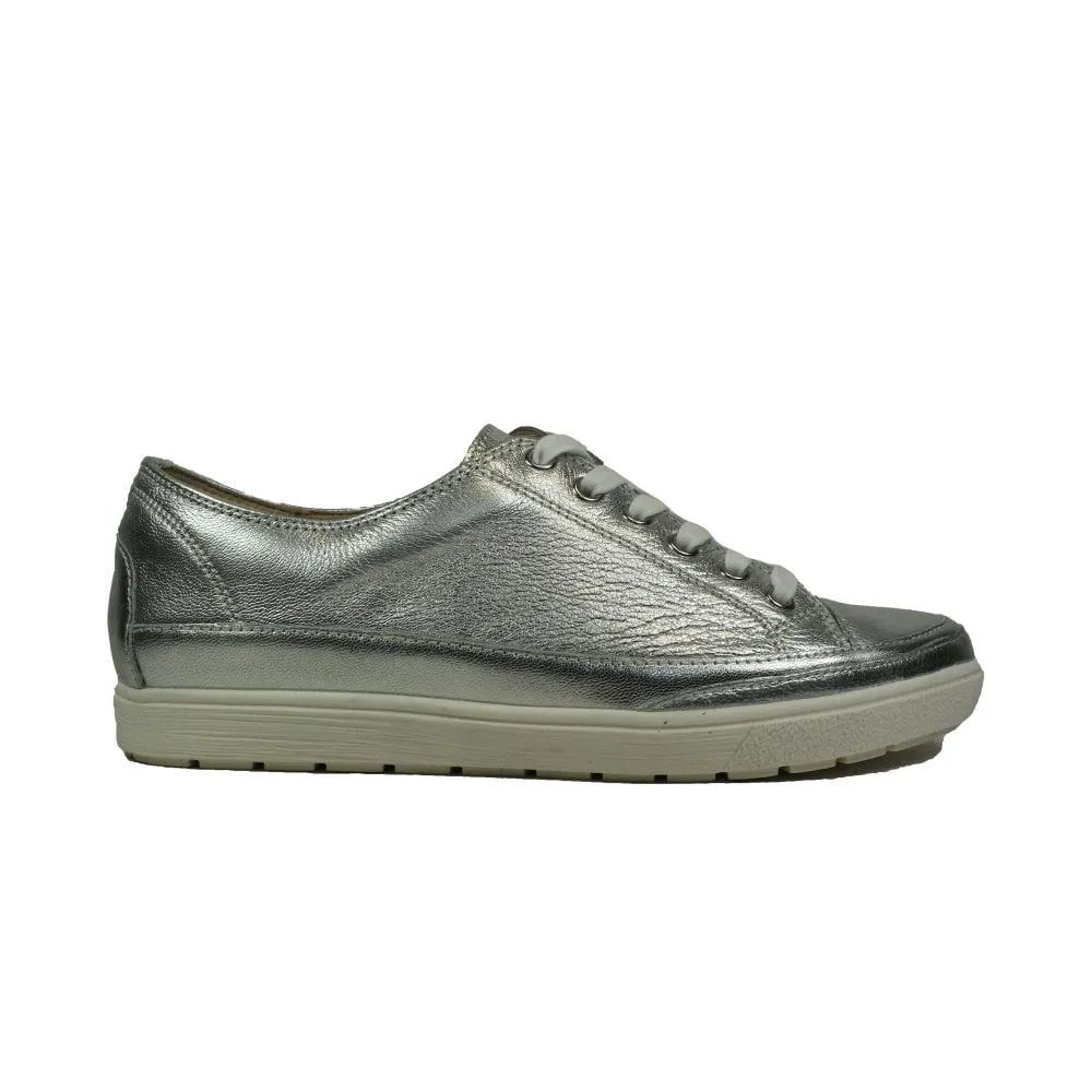 Caprice Soft Leather Lace Up Pump Style Trainer With Contrasting Trim
