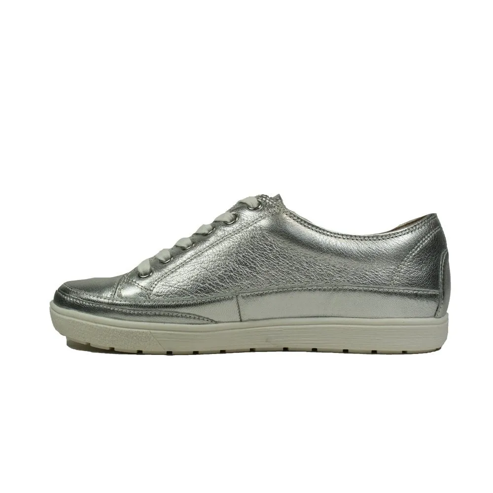 Caprice Soft Leather Lace Up Pump Style Trainer With Contrasting Trim