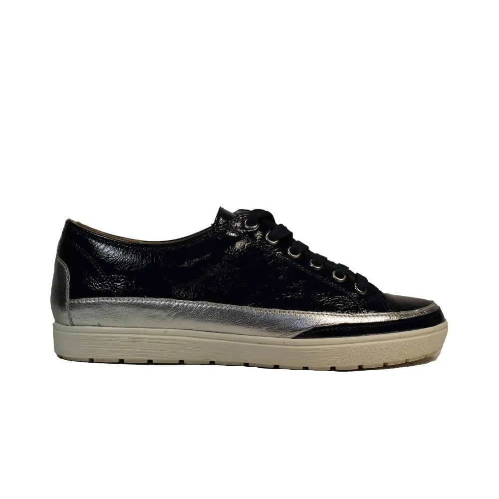 Caprice Soft Leather Lace Up Pump Style Trainer With Contrasting Trim