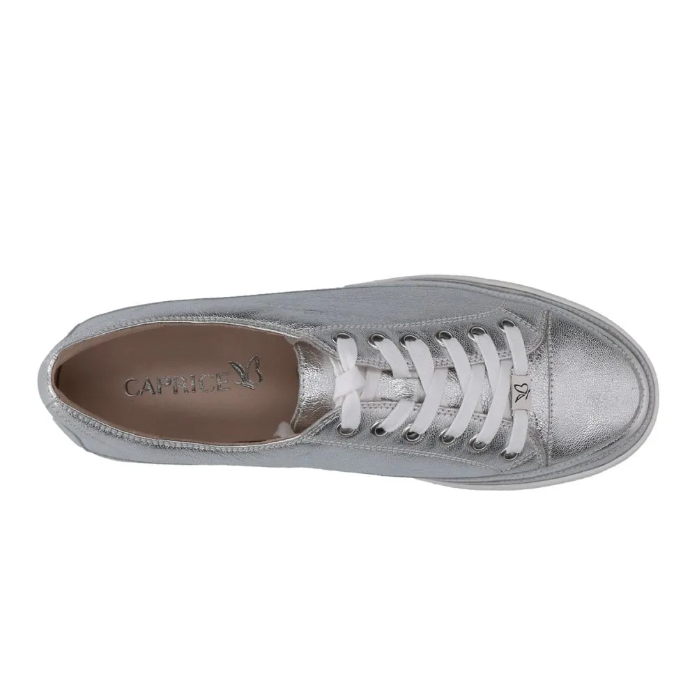 Caprice Soft Leather Lace Up Pump Style Trainer With Contrasting Trim