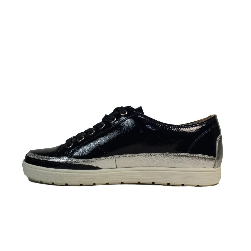 Caprice Soft Leather Lace Up Pump Style Trainer With Contrasting Trim