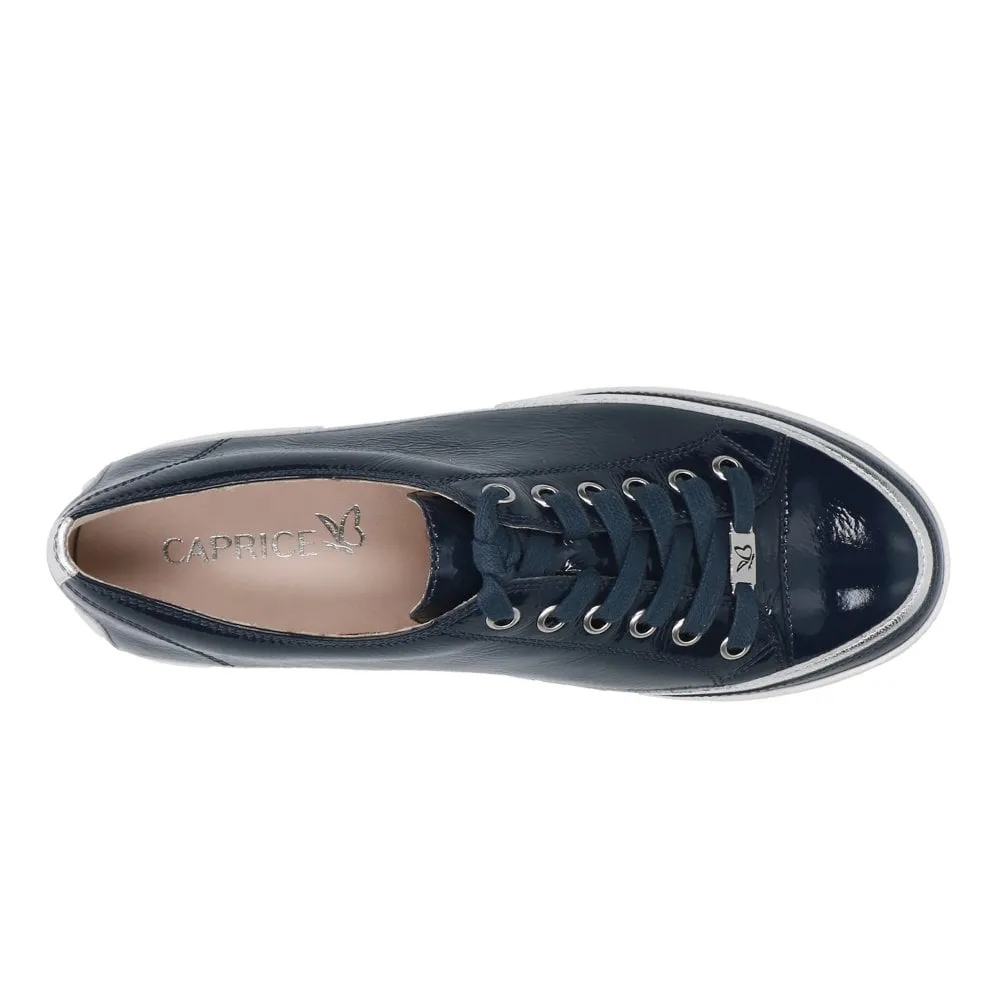 Caprice Soft Leather Lace Up Pump Style Trainer With Contrasting Trim