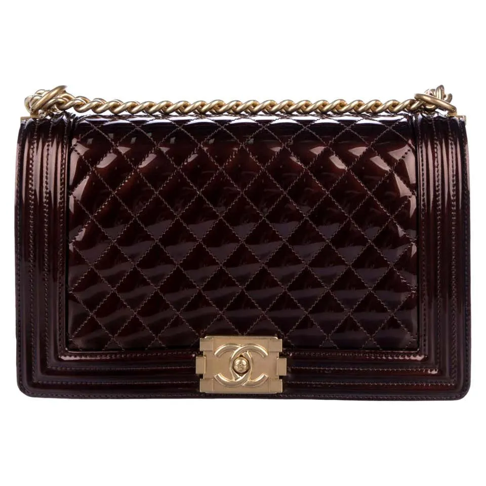 Chanel Limited Edition Metallic Bronze Large Brown Gold Boy Bag Rare