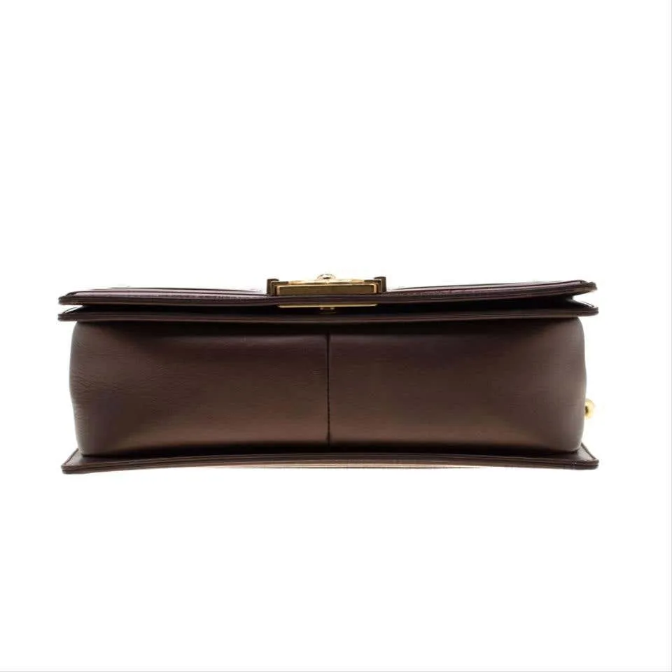 Chanel Limited Edition Metallic Bronze Large Brown Gold Boy Bag Rare