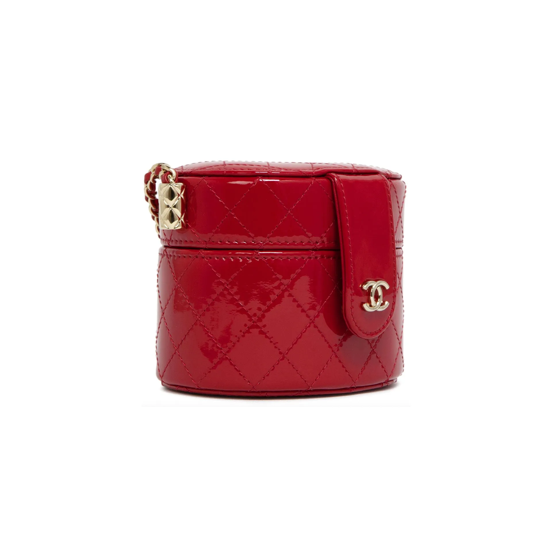 Chanel Micro Mini Red Quilted Patent Leather Jewelry Box Crossbody Bag