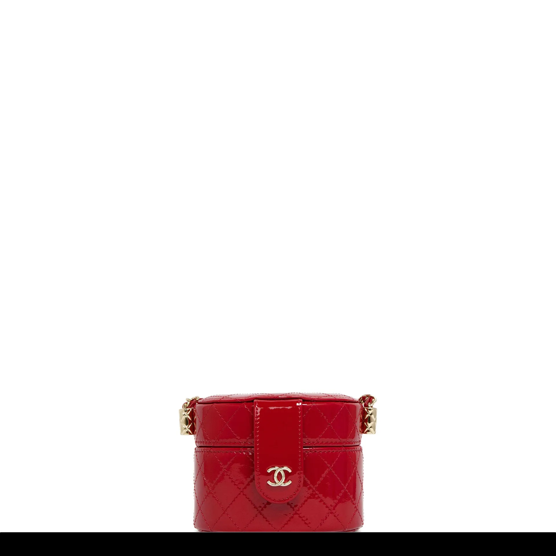 Chanel Micro Mini Red Quilted Patent Leather Jewelry Box Crossbody Bag