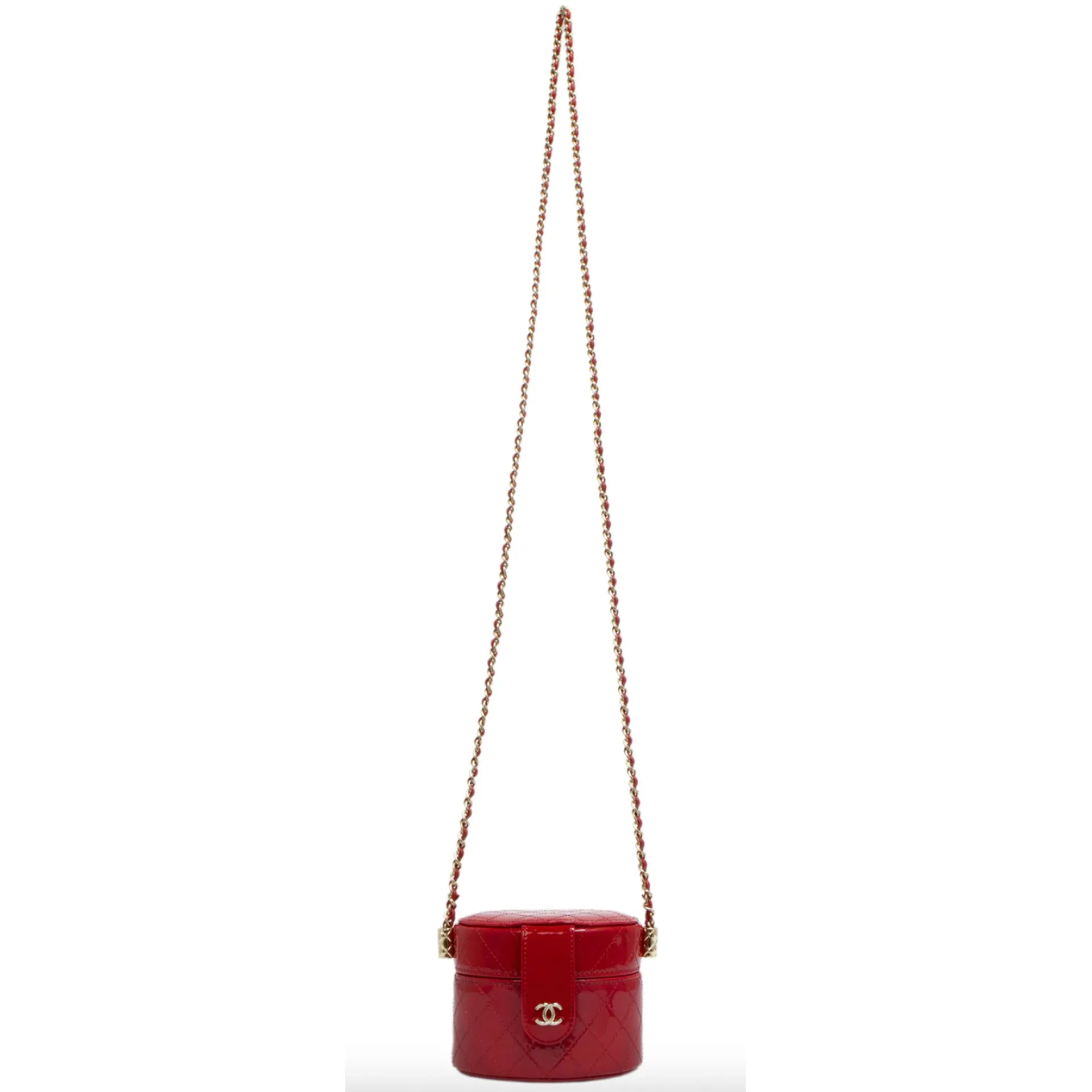 Chanel Micro Mini Red Quilted Patent Leather Jewelry Box Crossbody Bag