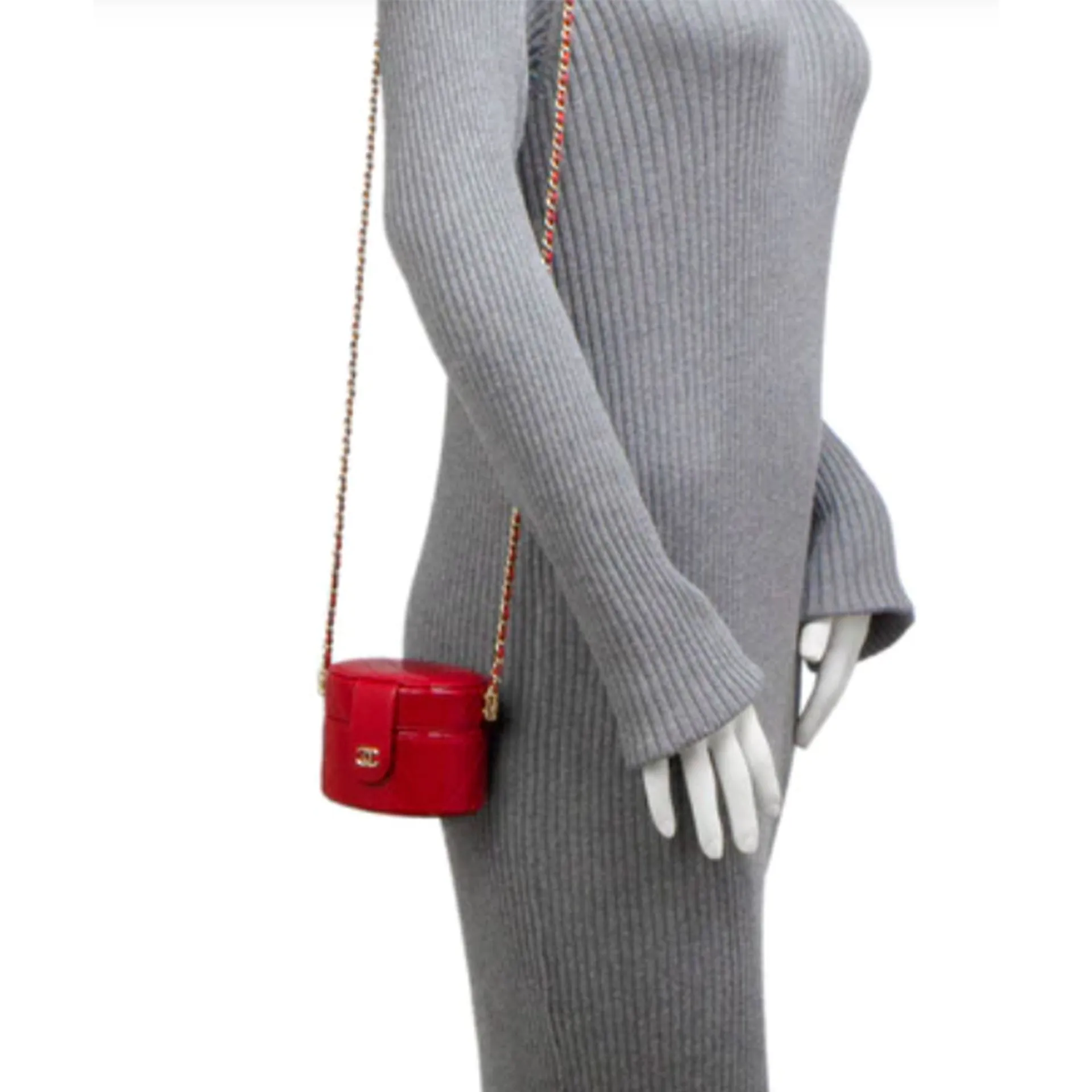 Chanel Micro Mini Red Quilted Patent Leather Jewelry Box Crossbody Bag