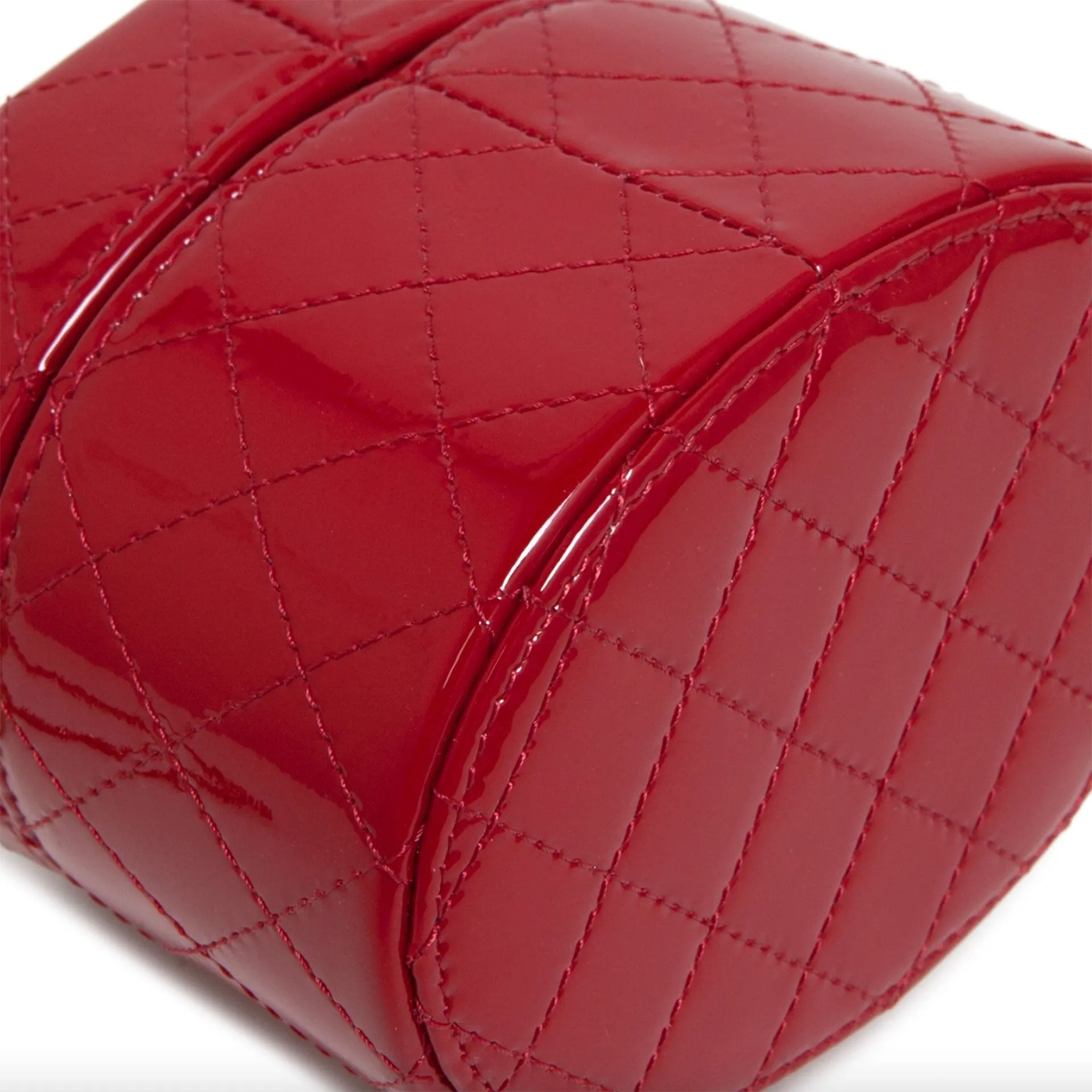 Chanel Micro Mini Red Quilted Patent Leather Jewelry Box Crossbody Bag