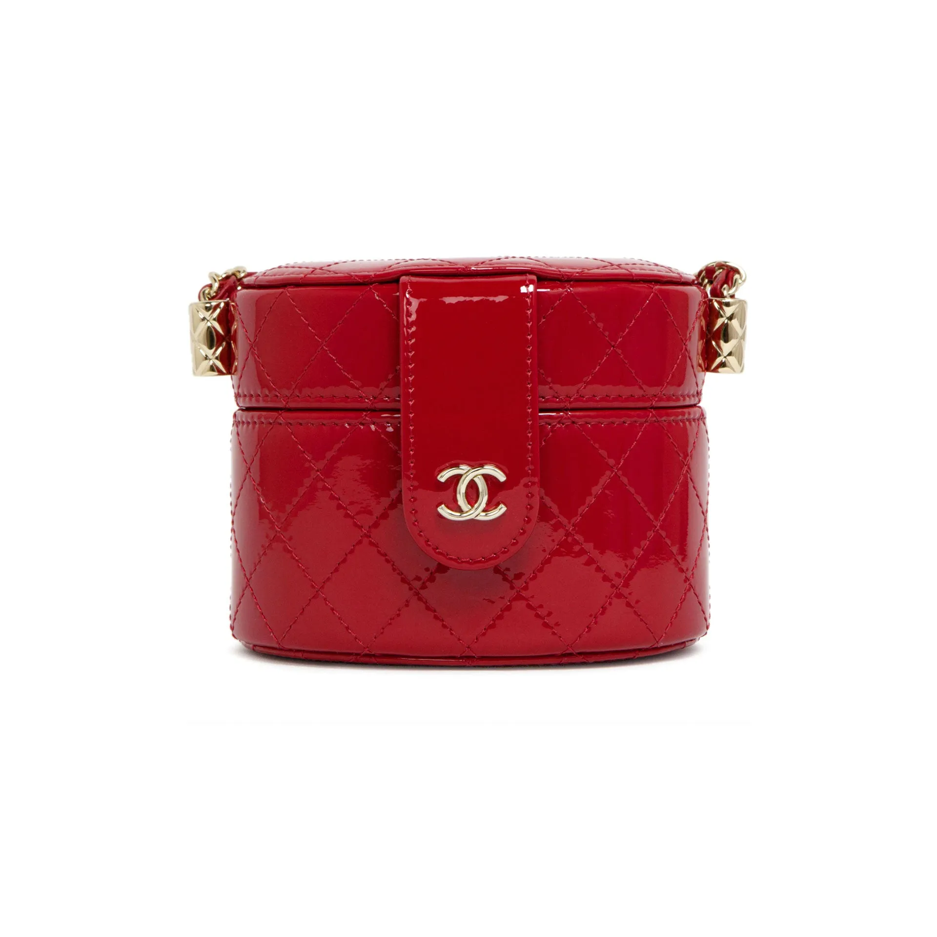 Chanel Micro Mini Red Quilted Patent Leather Jewelry Box Crossbody Bag