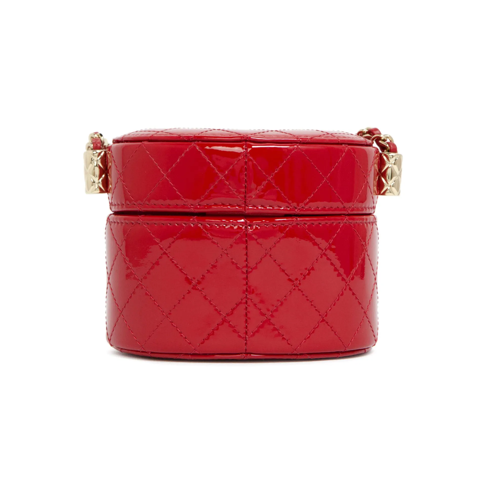 Chanel Micro Mini Red Quilted Patent Leather Jewelry Box Crossbody Bag