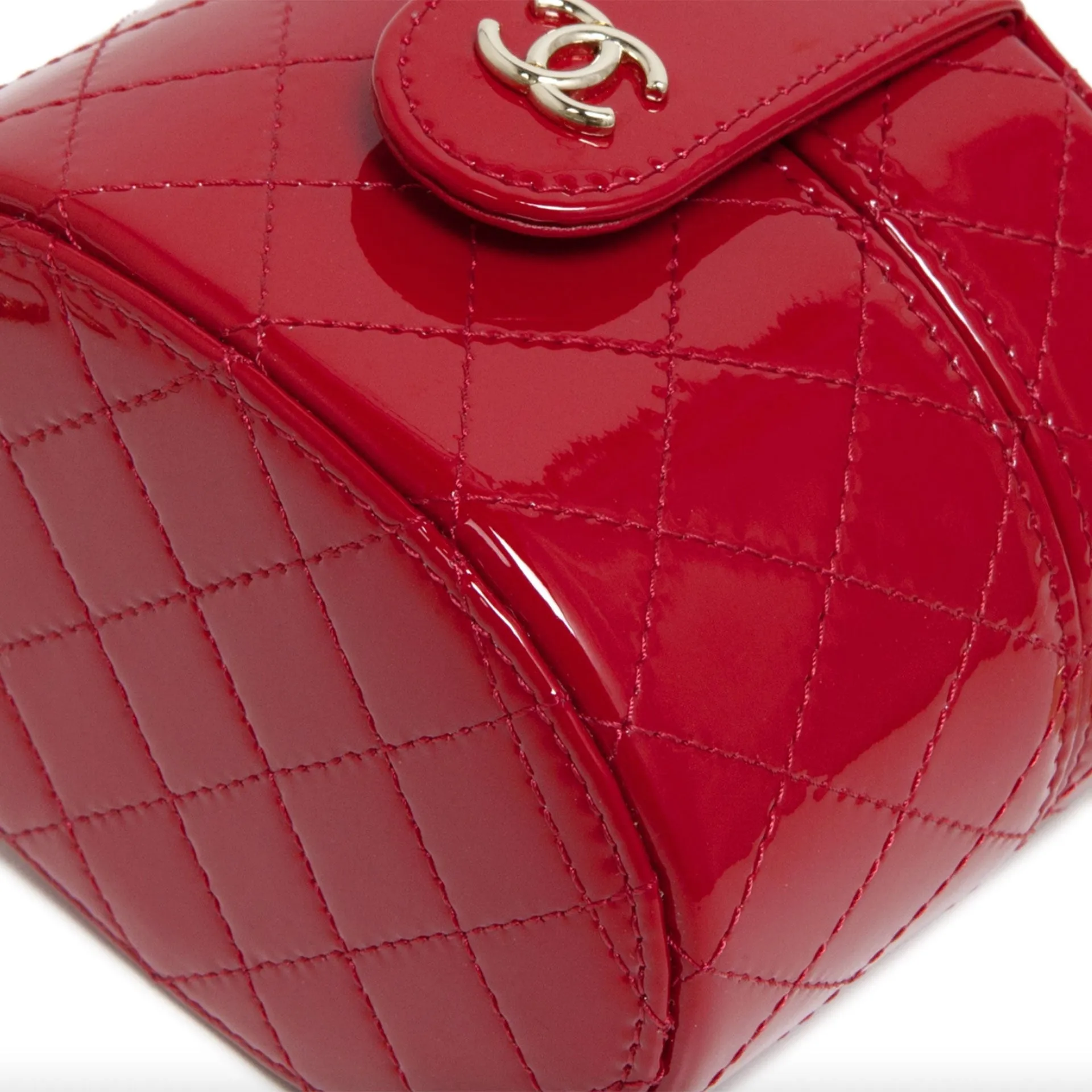 Chanel Micro Mini Red Quilted Patent Leather Jewelry Box Crossbody Bag