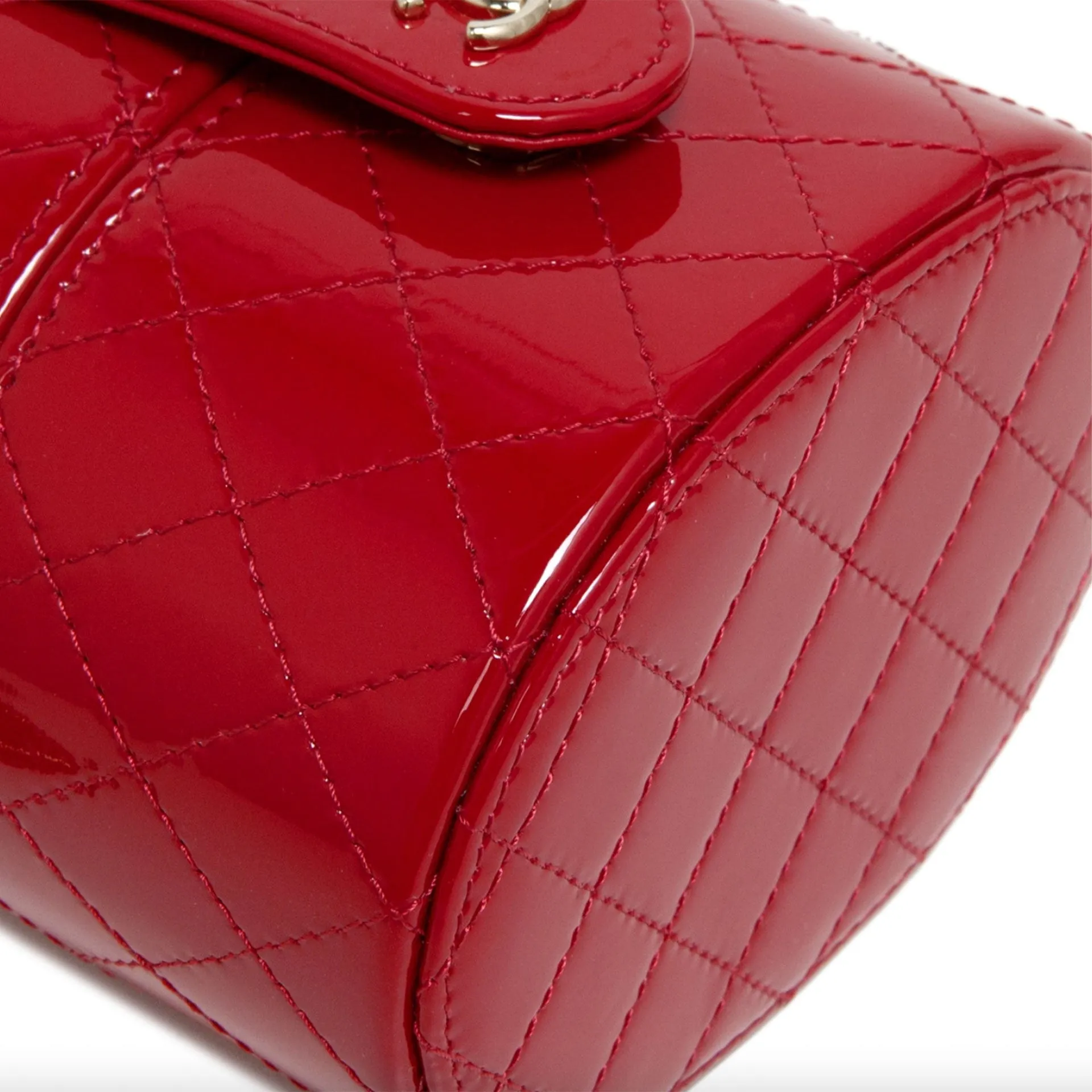 Chanel Micro Mini Red Quilted Patent Leather Jewelry Box Crossbody Bag