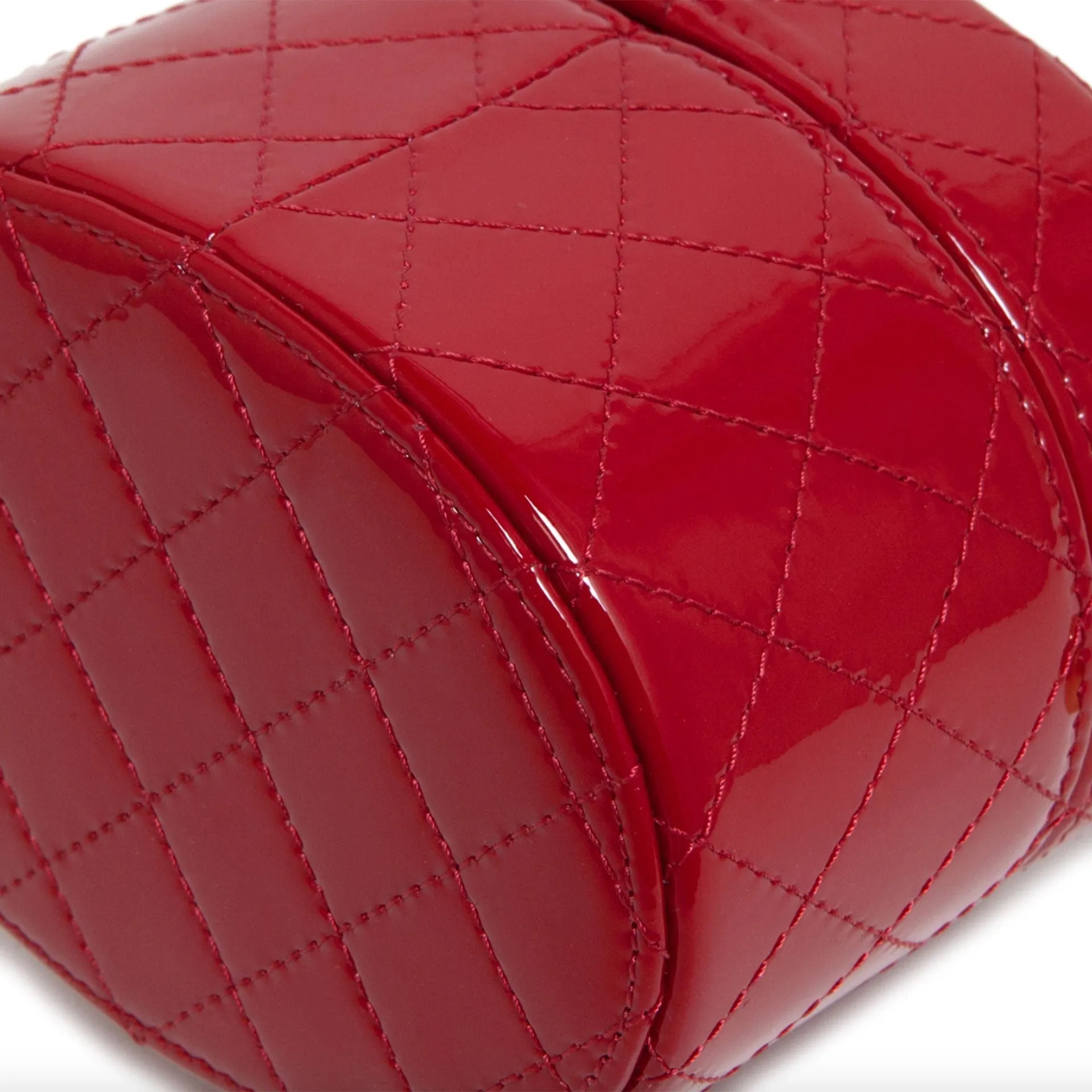 Chanel Micro Mini Red Quilted Patent Leather Jewelry Box Crossbody Bag