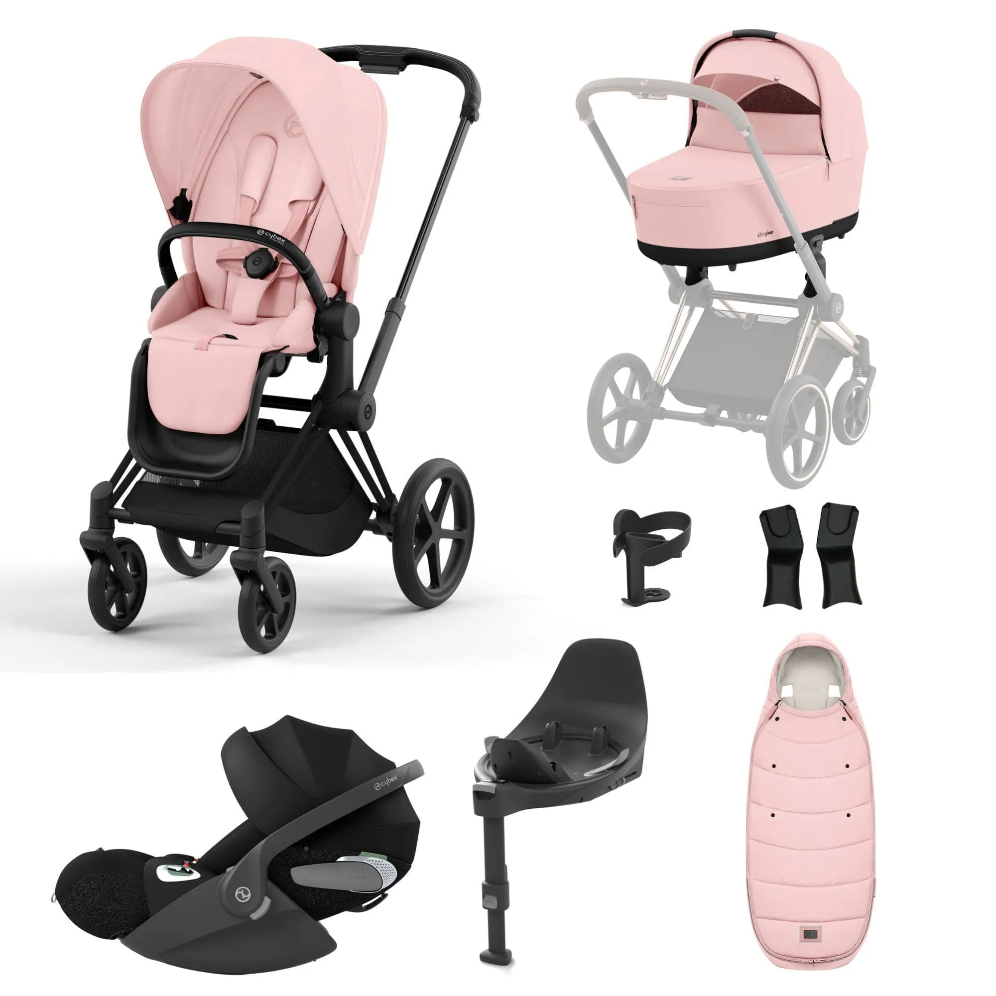 Cybex Priam Travel System With Cloud T in Peach Pink