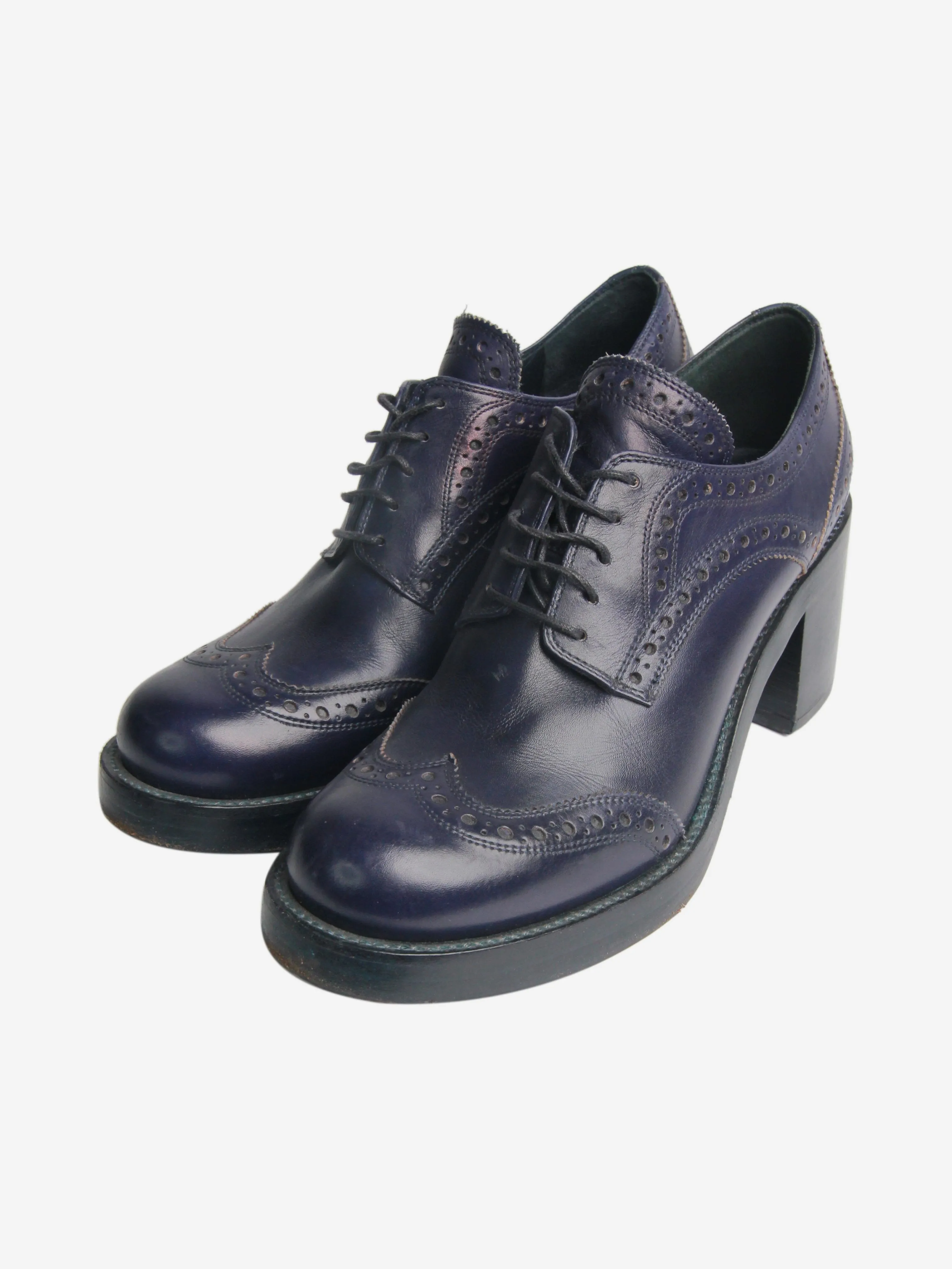 Dark blue platform brogues - size EU 36.5
