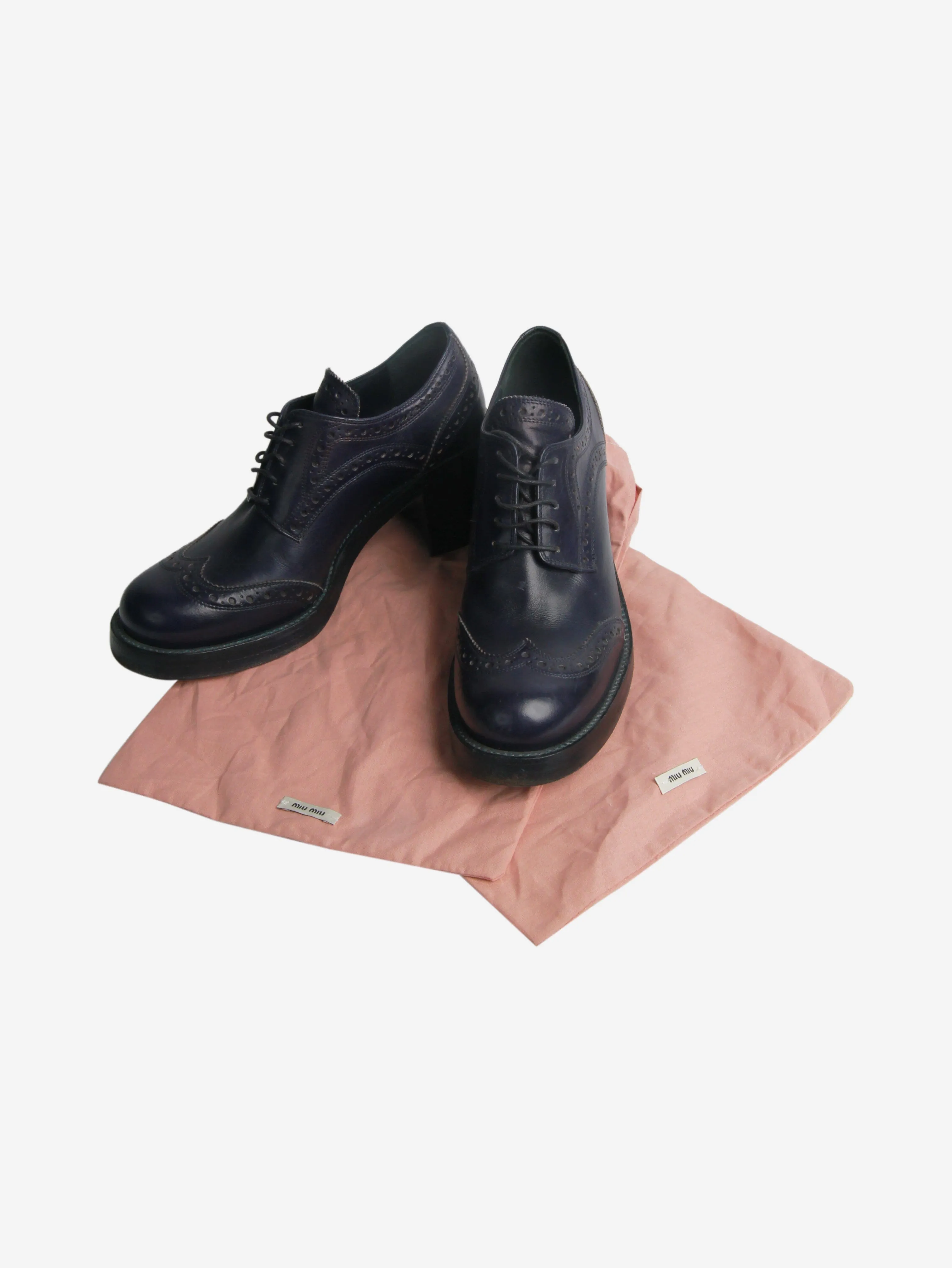 Dark blue platform brogues - size EU 36.5