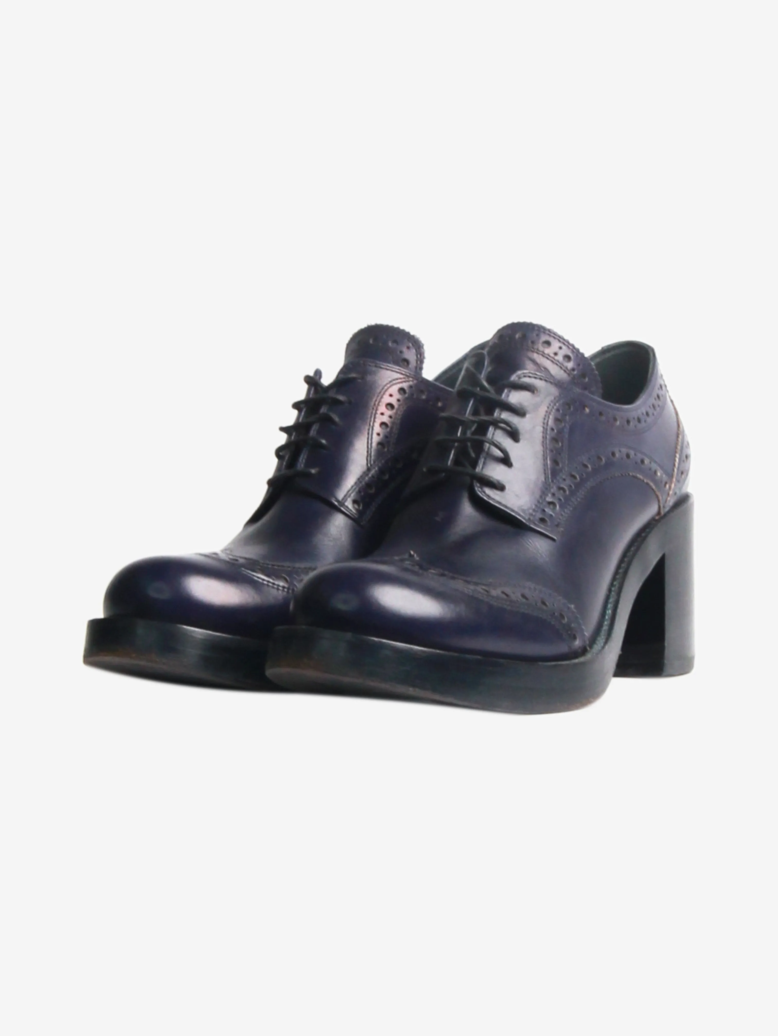 Dark blue platform brogues - size EU 36.5
