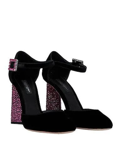 Dolce & Gabbana Black Velvet Crystal Pumps