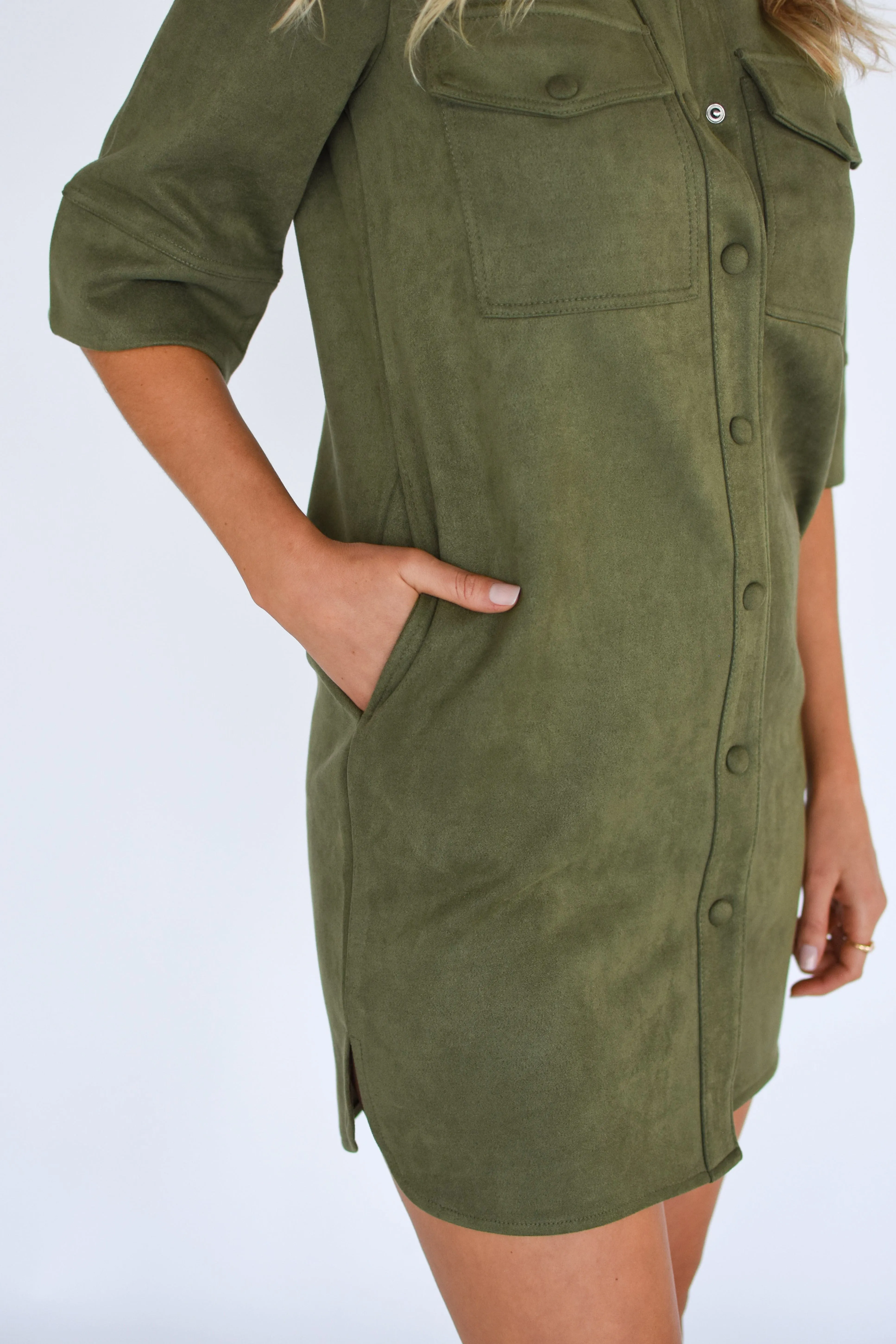 Dosa Suede Shirt Dress