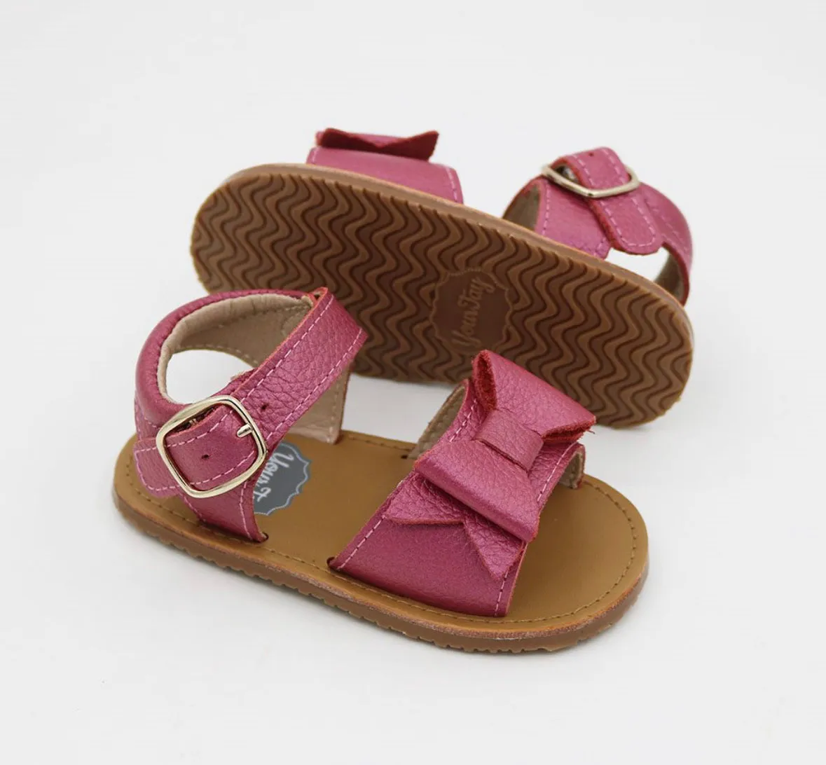 ELLIE Bow Sandals - Light Metallic Pink