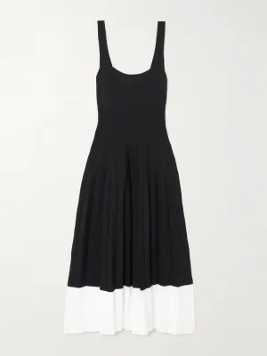 Ellison pleated ribbed-knit midi dress