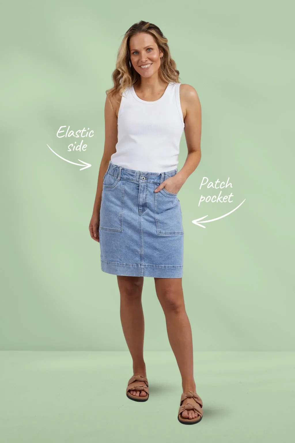 Elm Atlas Denim Skirt Blue