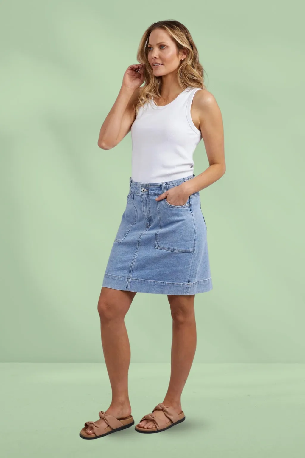 Elm Atlas Denim Skirt Blue
