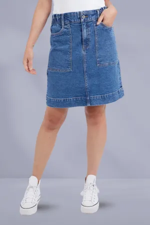 Elm Atlas Denim Skirt Dark Blue Wash